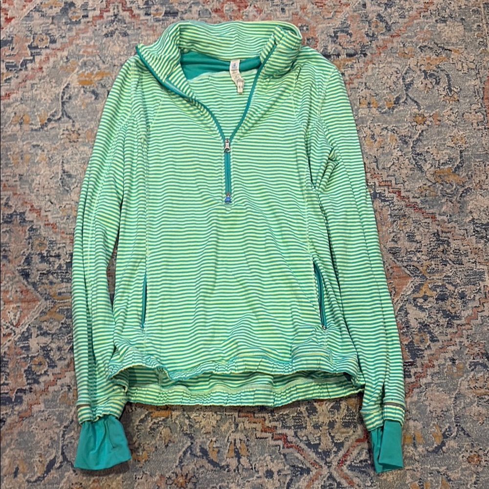 Lululemon Striped Green quarter zip